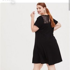 Torrid Black Challis Lace Yoke Trapeze Dress Sz 3